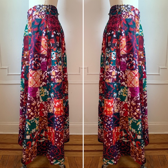 Vintage Multicolor Patchwork Batik Maxi Skirt - Picture 4 of 4